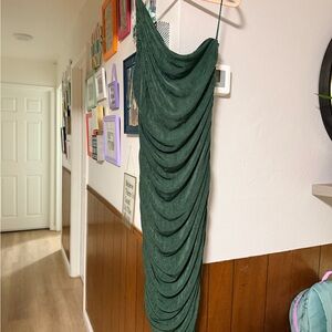 Fashion Nova Deep Green Velvet Dress